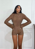 Tutina glitter schiena aperta bronzo