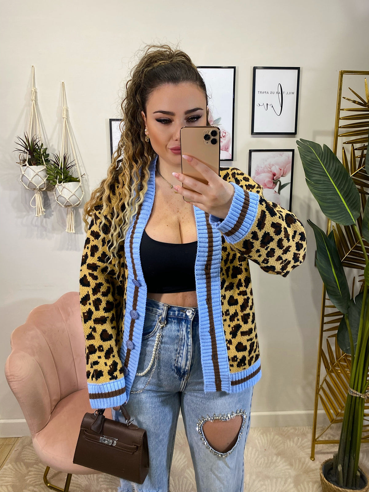 Cardigan animalier celeste