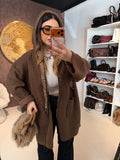 Cardigan Morbido con Cappuccio e laccio Animalier
