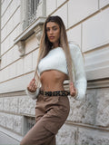 Maglione panna bordino oro