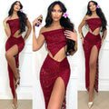 Completo top e gonna in pizzo bordeaux