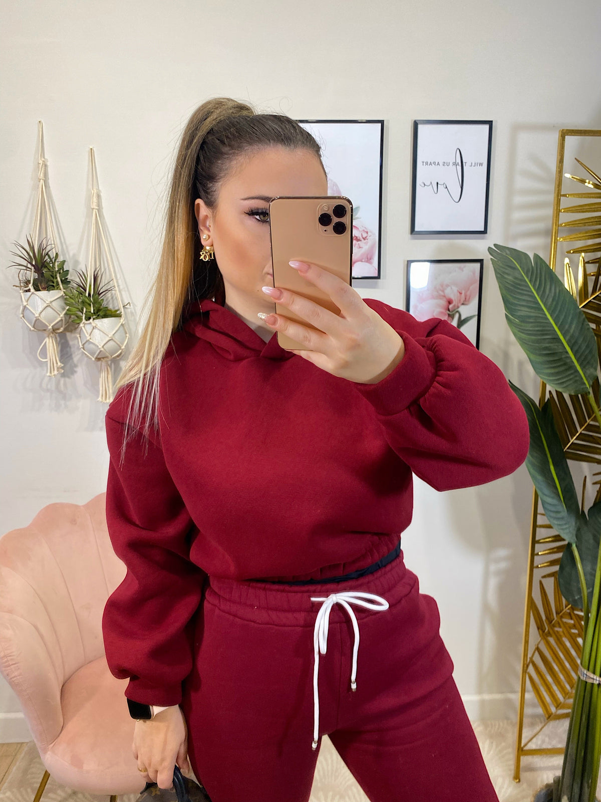 Set tuta sportiva felpa e pantatuta burgundy