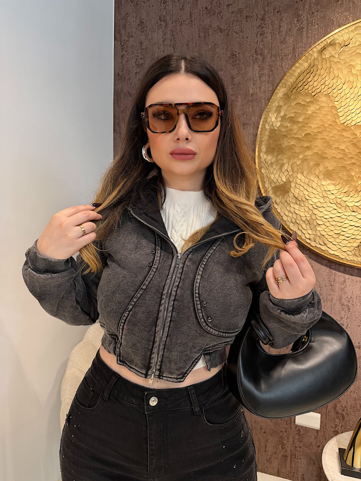 Felpa Cropped Zip Urban Style