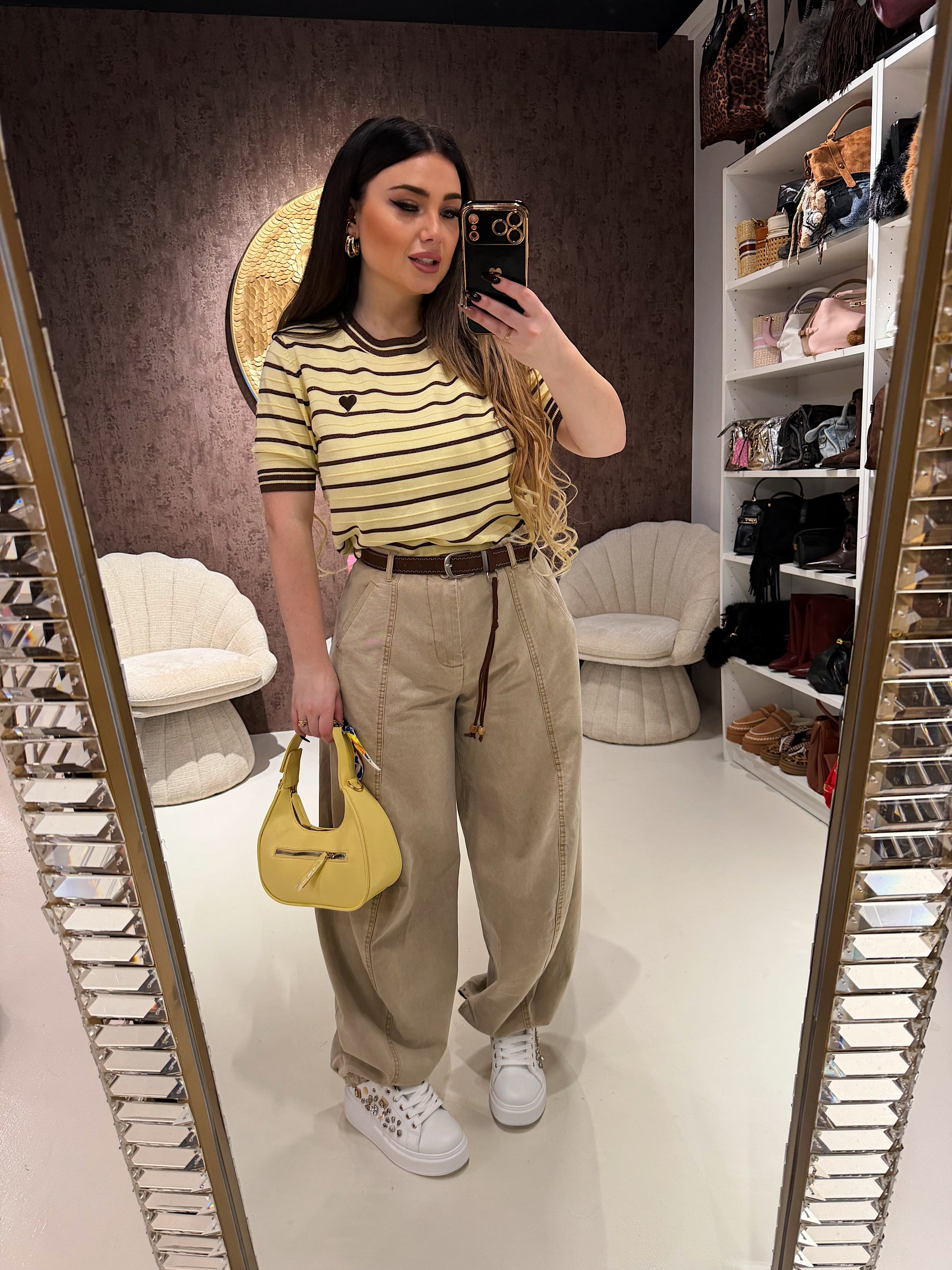 Maglia Knit Stripes Heart