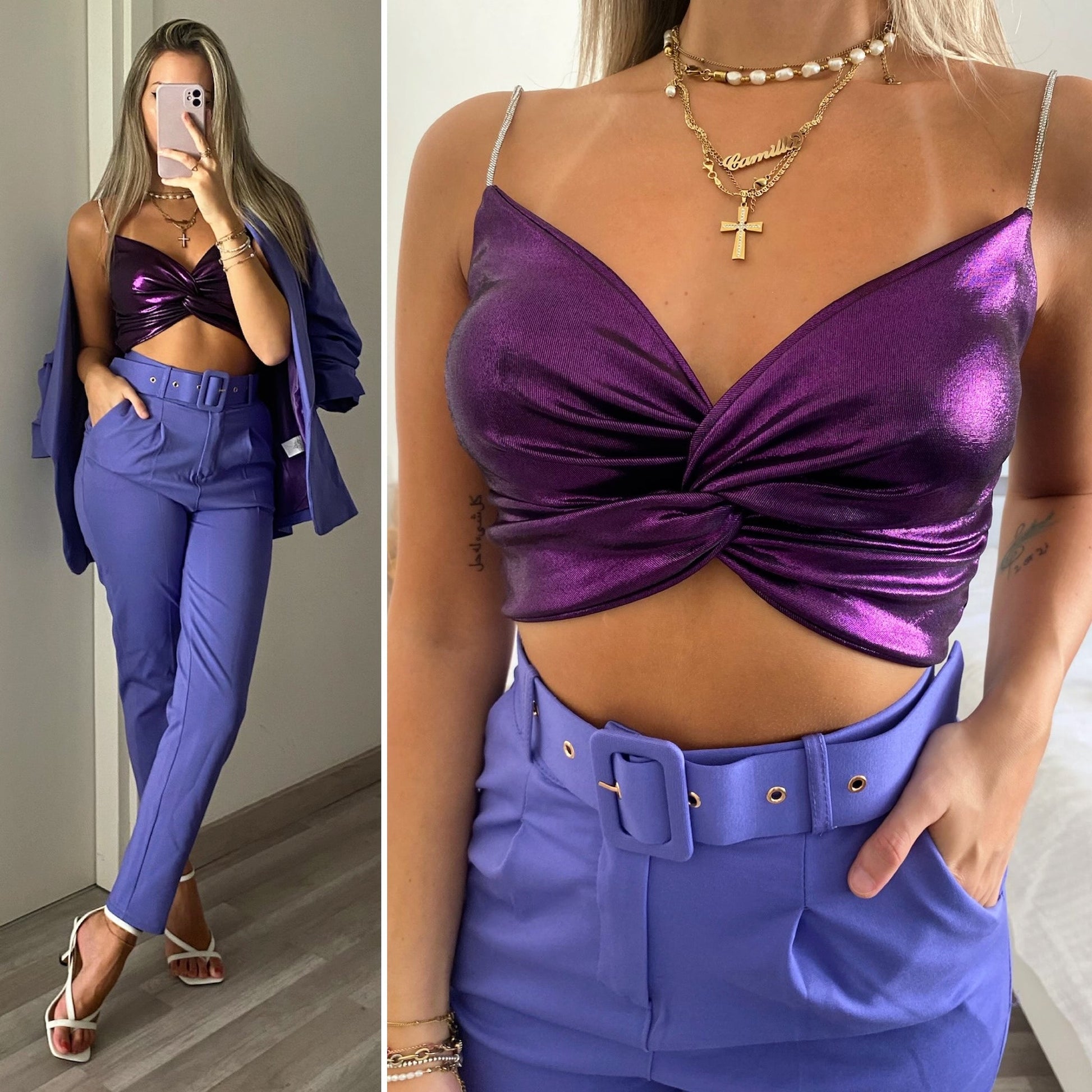 Top viola con nodo
