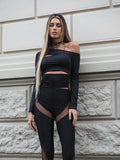 Maglia nera con spacchi