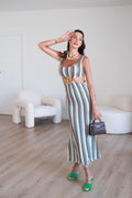 Abito zig zag beige
