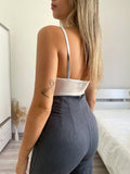 Body bianco con pizzo e trasparenza dettaglio silver