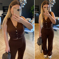 Completo gilet e pantalone choco