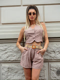 Completo smanicato e short Camel