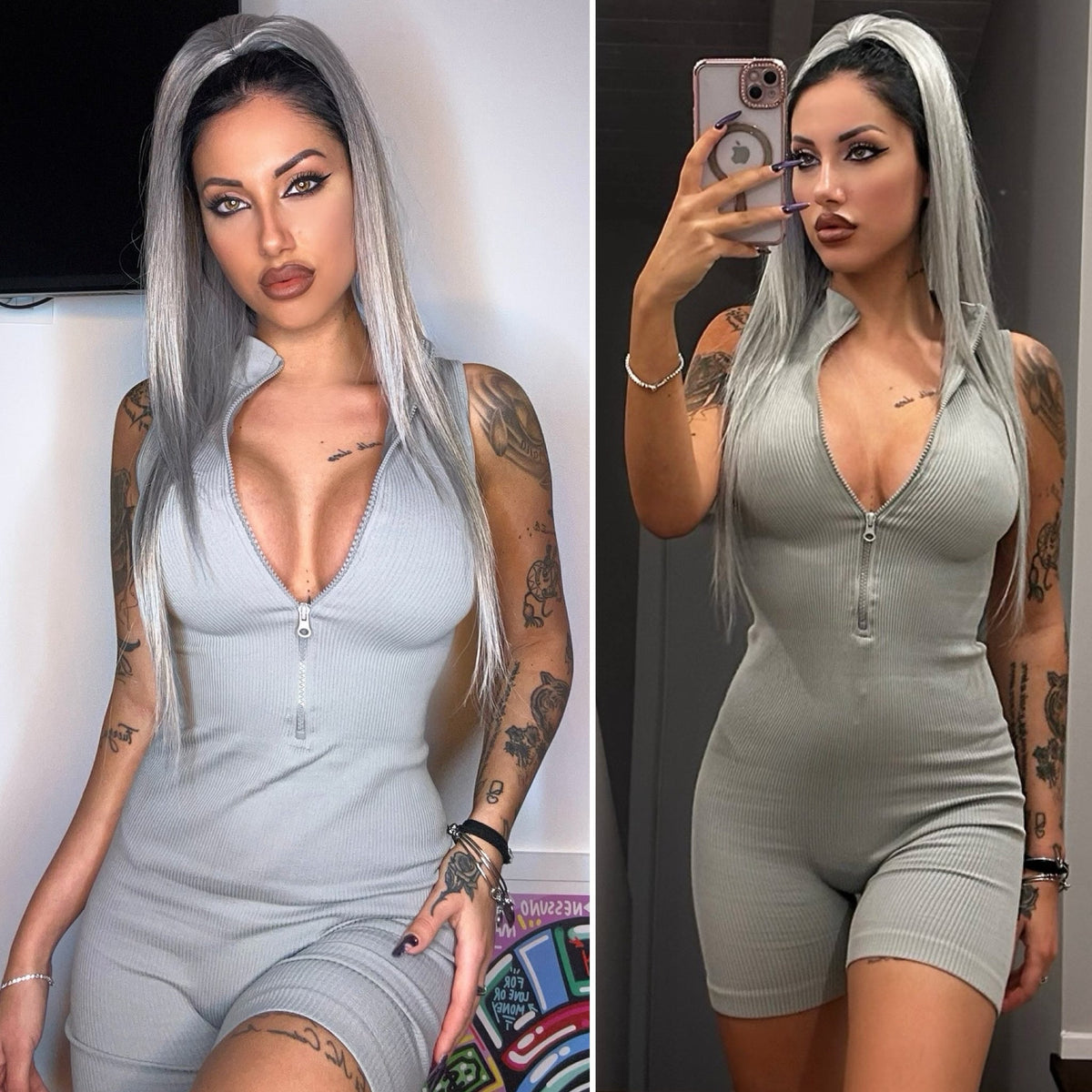 Tutina fitness celeste polvere