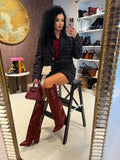 Completo in tweed nero bordeaux