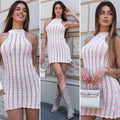 Abito macramè panna e rosa