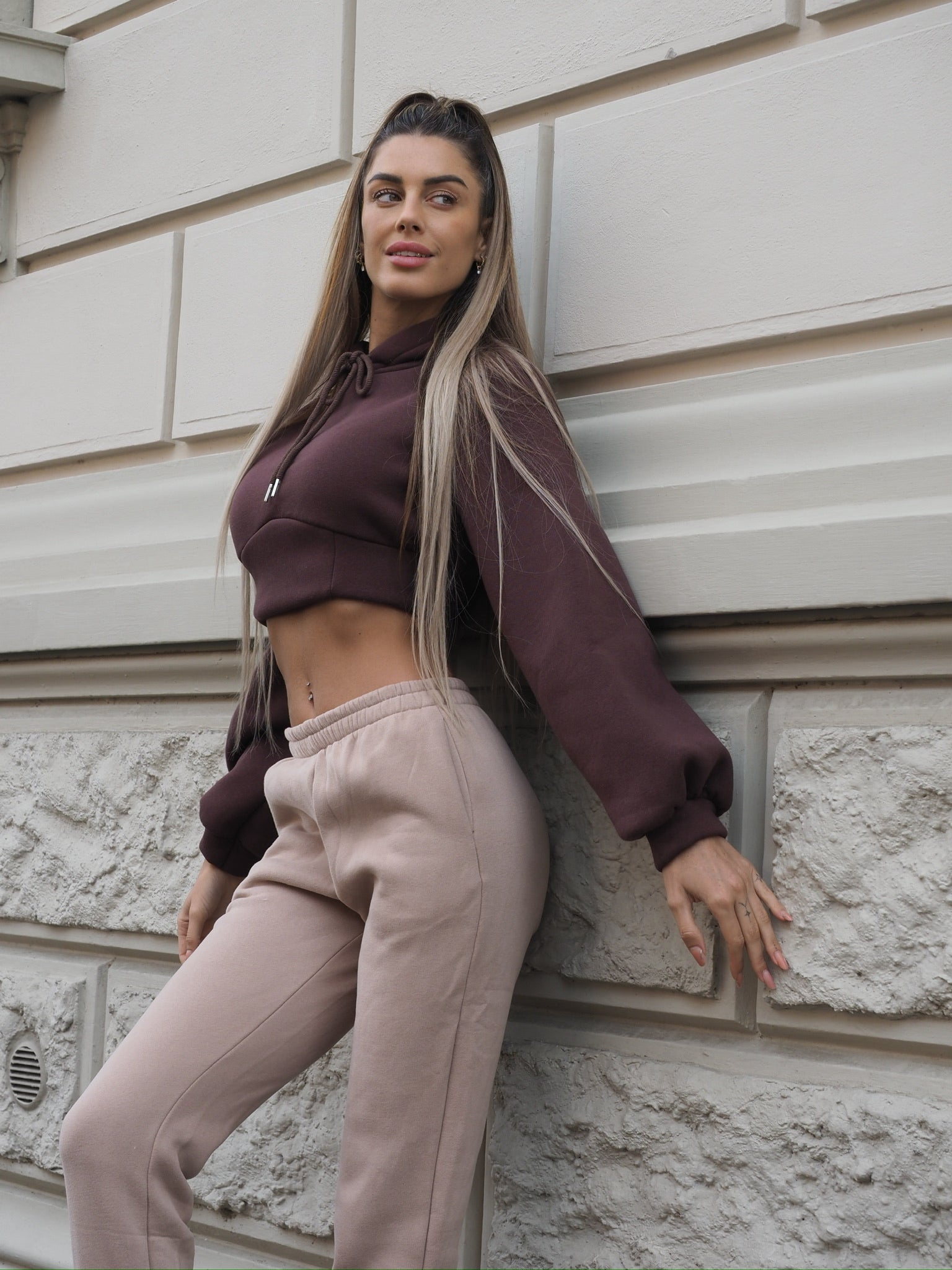 Felpa crop choco con lacci
