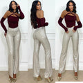 Pantalone in paillettes platino