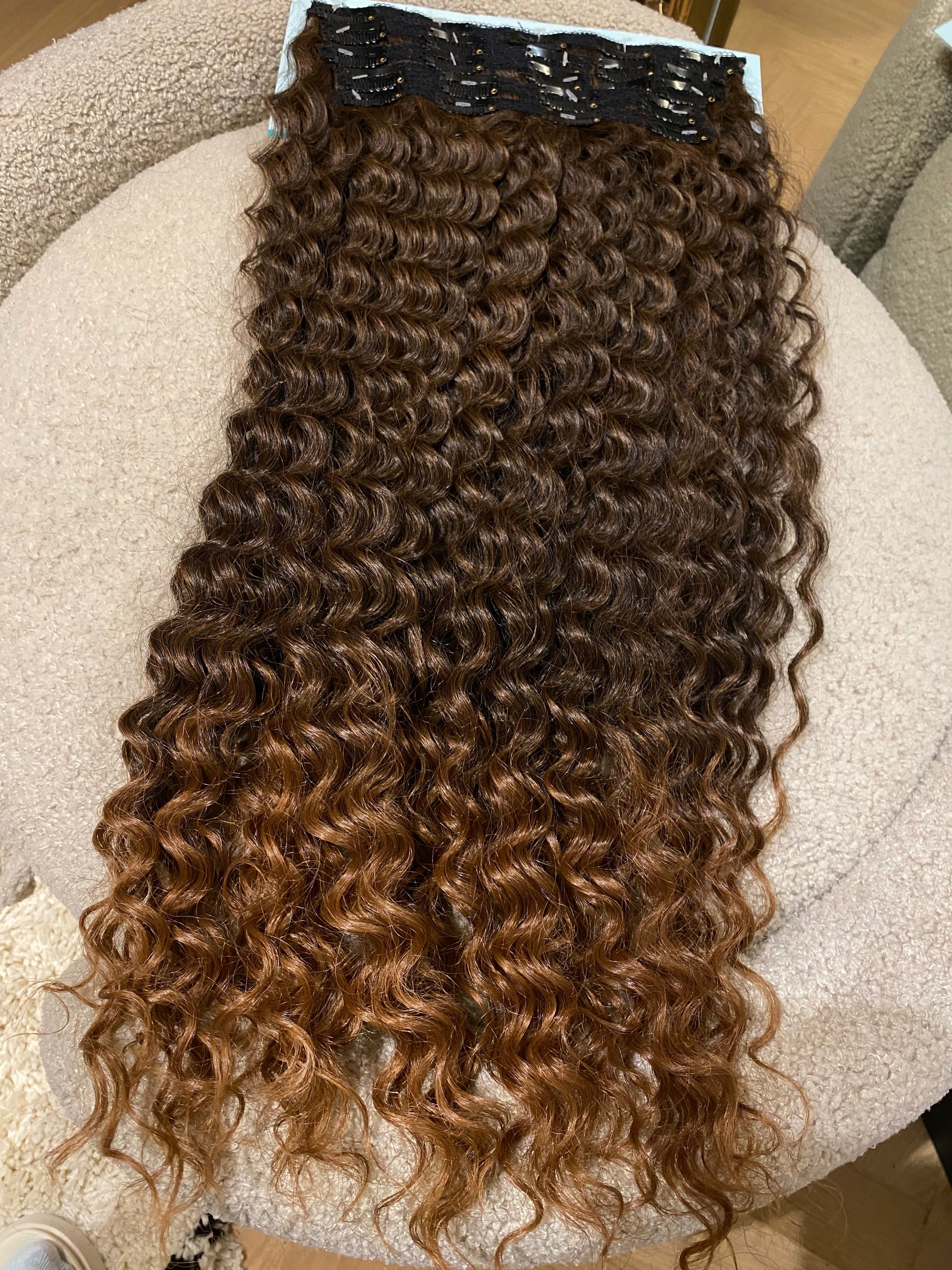 Maxi fascia Riccia con clip castano Degradè T1b/30