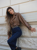 Giacca in ecopelle choco