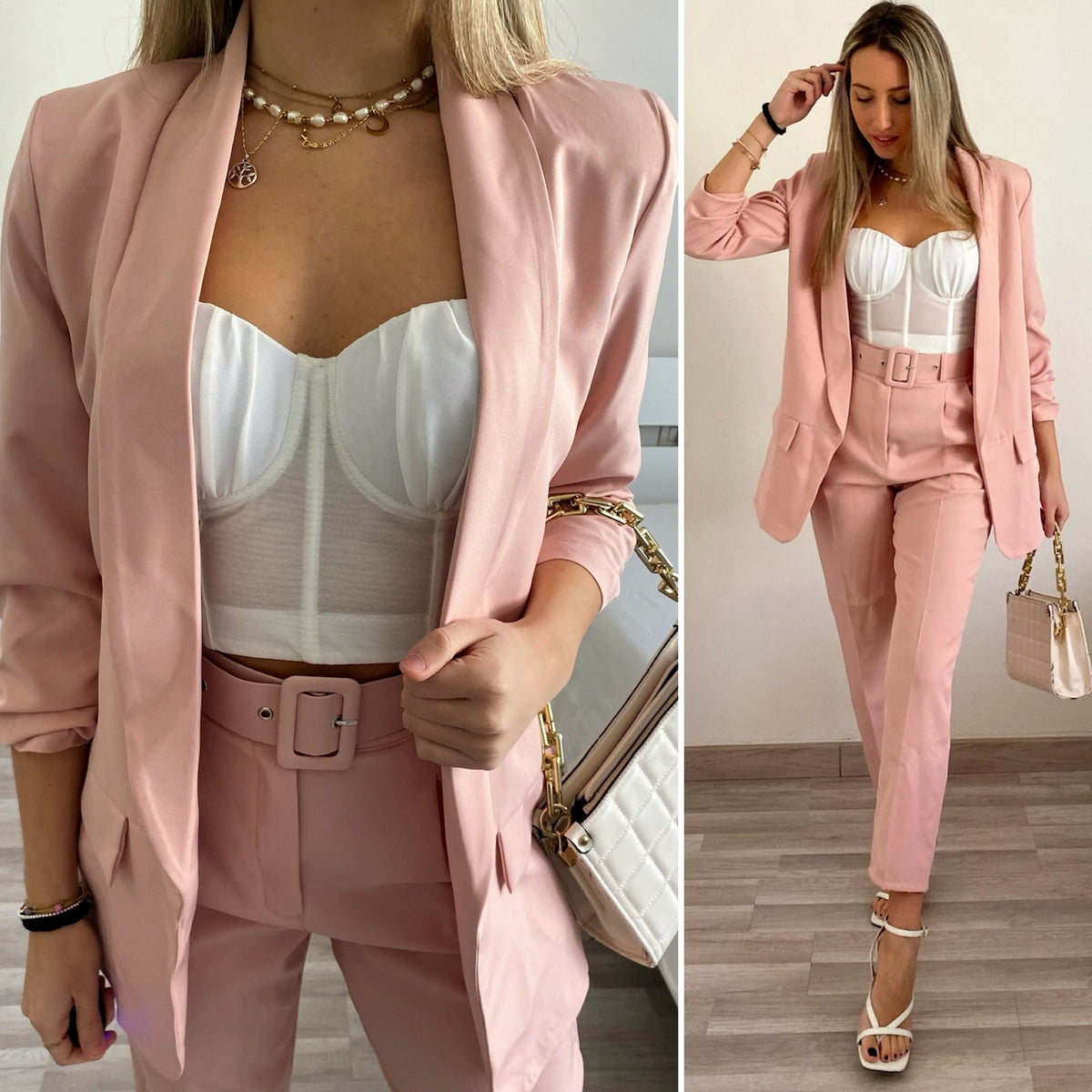 Completo giacca e pantaloni cipria