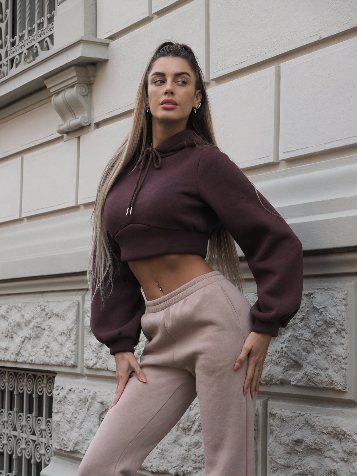 Felpa crop choco con lacci