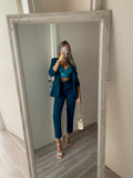 Top con paillettes petrolio