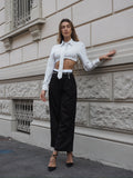 Pantalone nero con dettaglio bianco