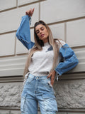 Maglione over con dettaglio in jeans