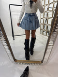 Gonna in denim con pieghe