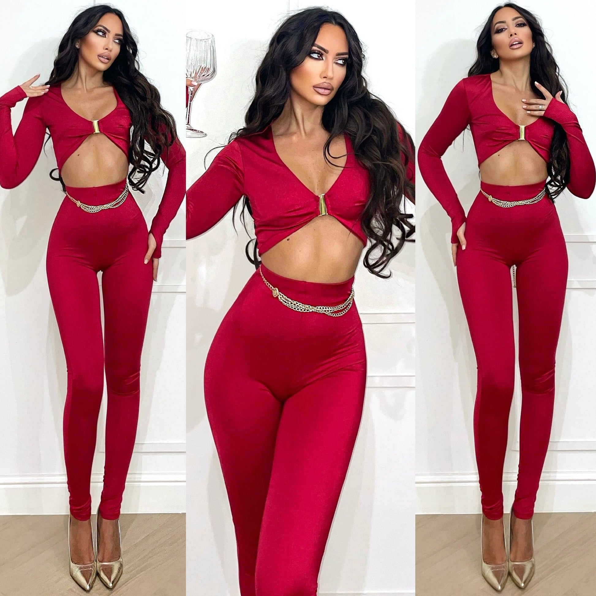 Completo top e pantalone rosso