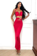Completo top e gonna con cuori rosso