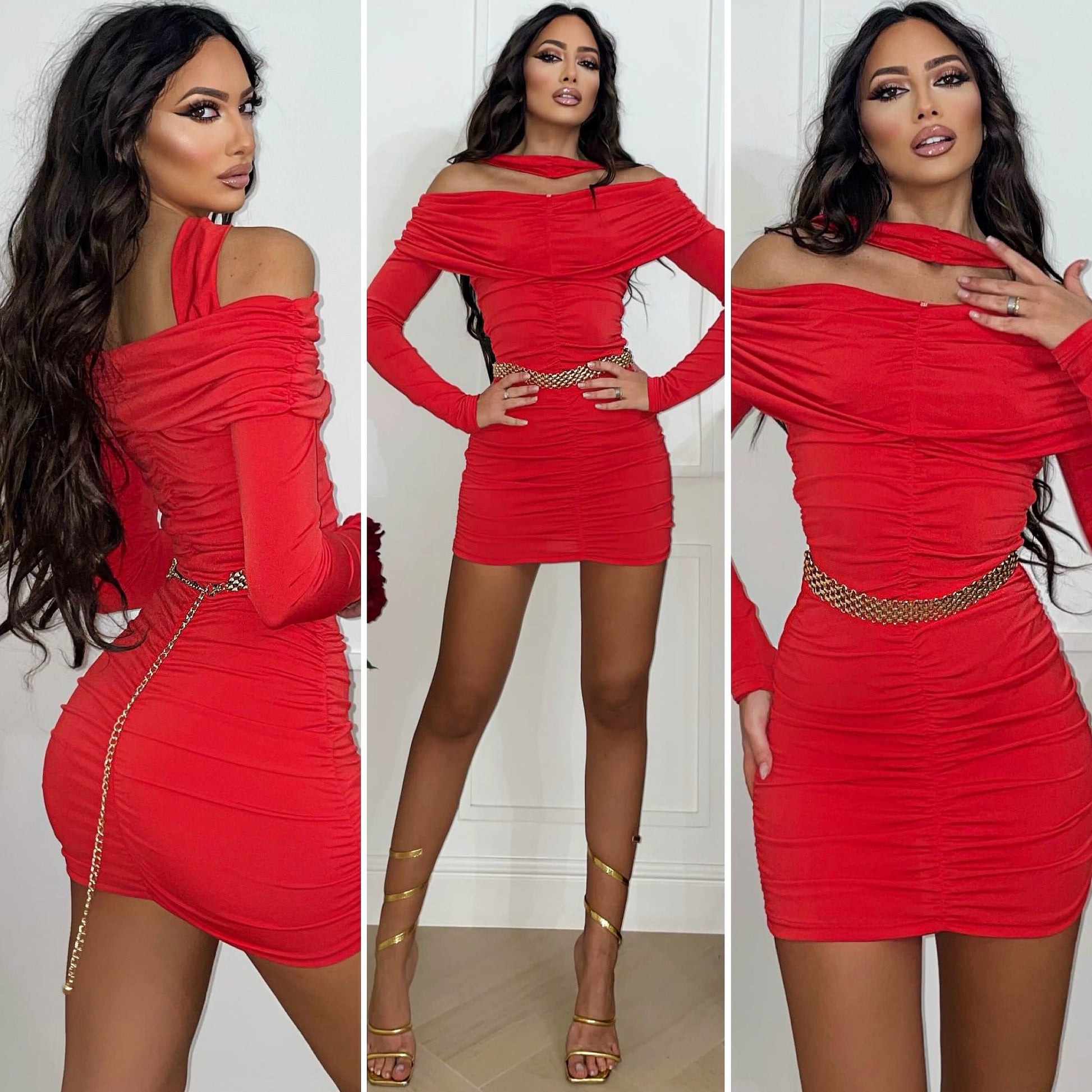 Abito rosso con choker