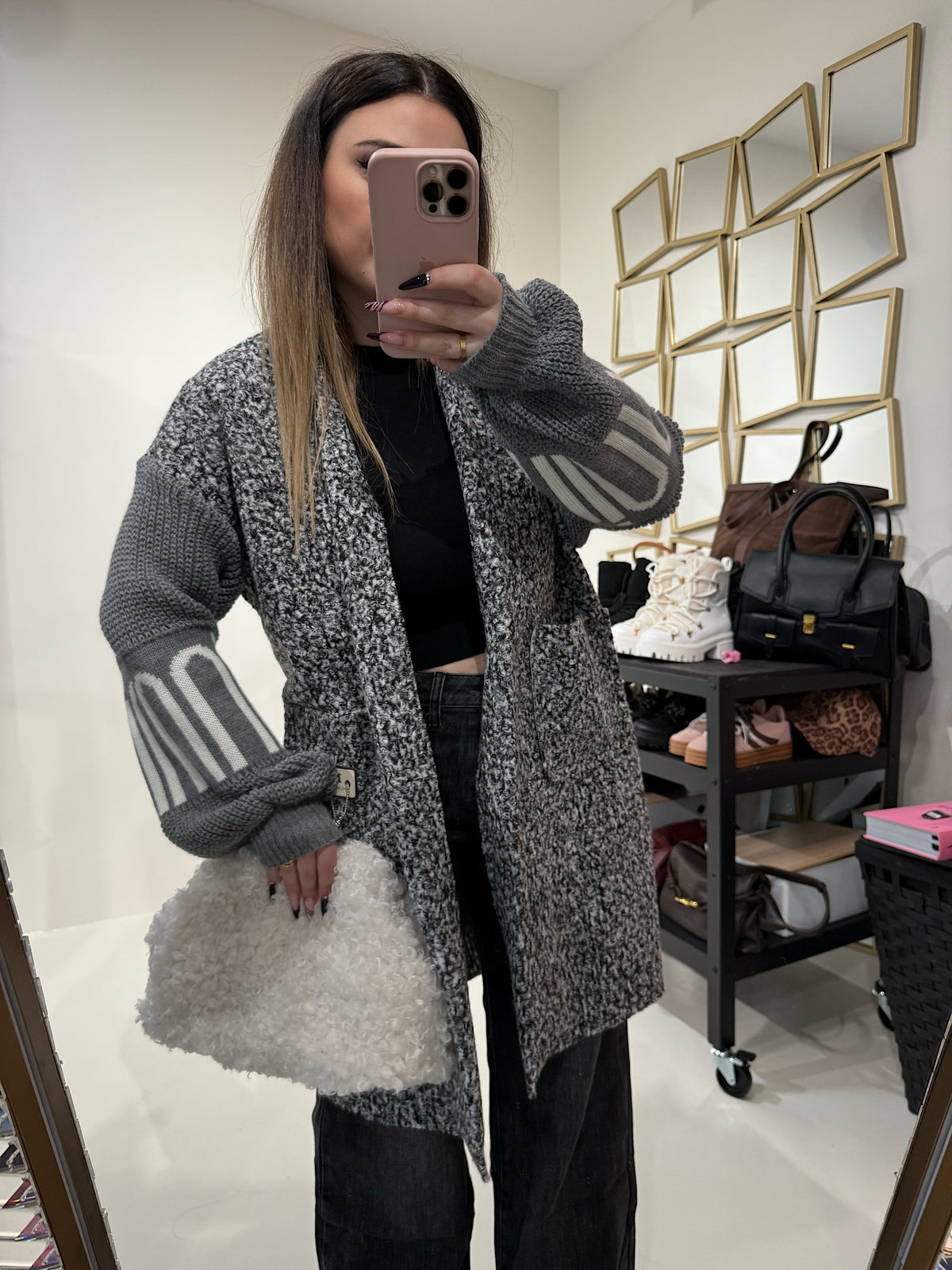 Cardigan lungo con polsino