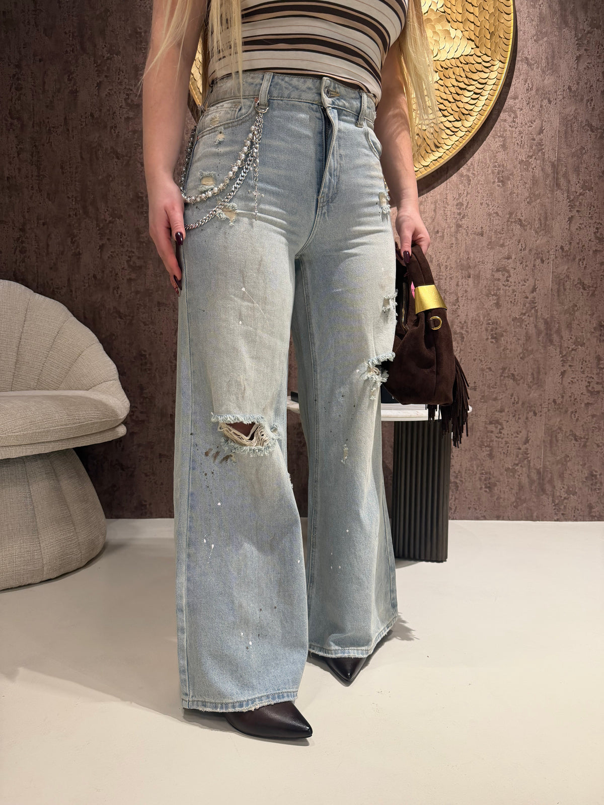 Jeans con catenina micropittura