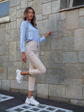 Pantalone vita alta burro