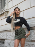 Felpa crop nera aquila