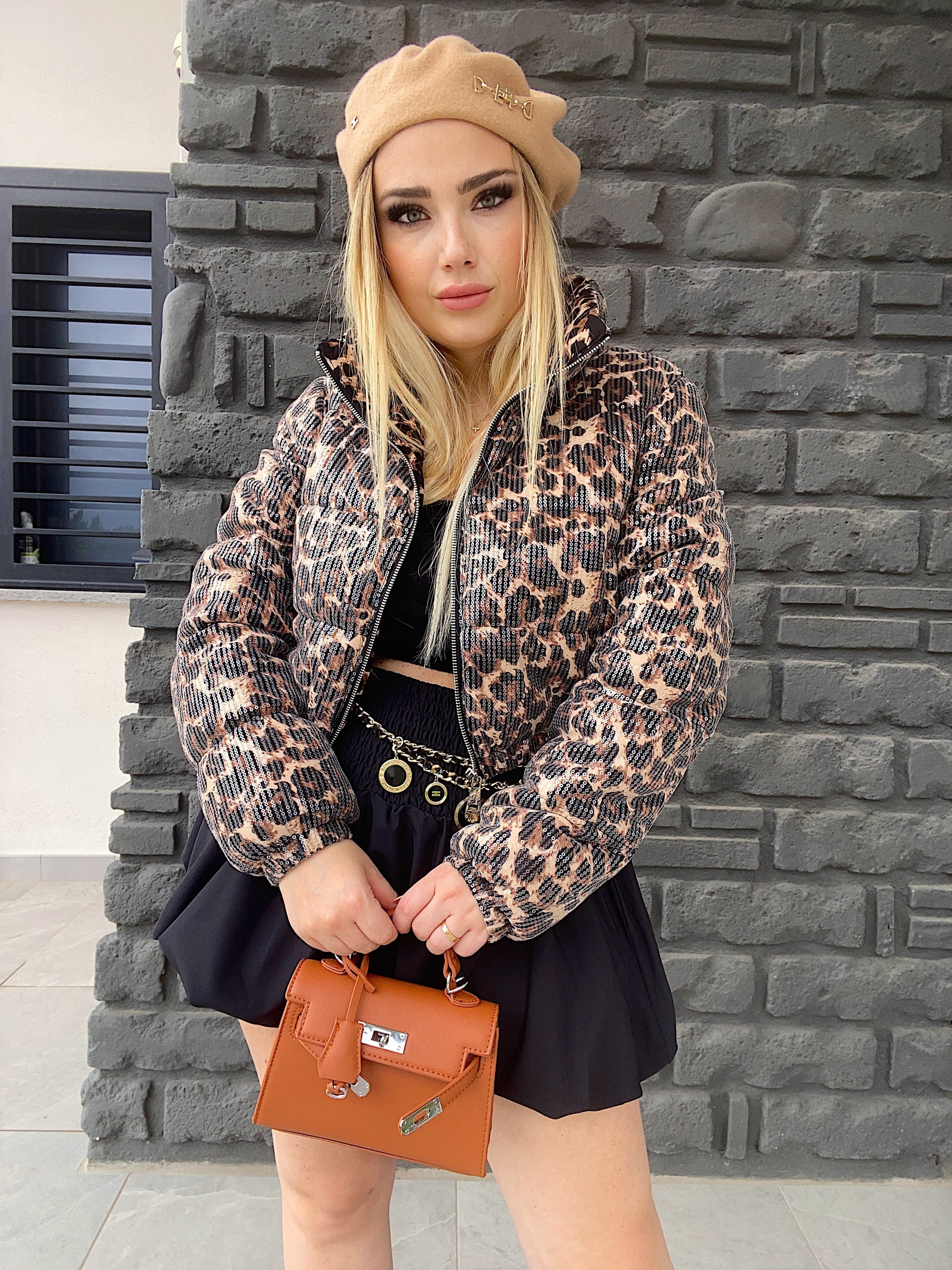 Bomber con paillettes animalier
