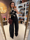 Completo top e pantalone cow print