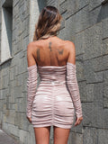 Abito a fascia rosa con arricciatura