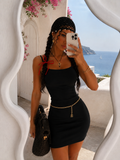Abito a costine Beige e nero
