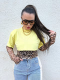 T-shirt crop leo gialla