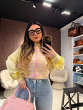 Gilet a righe con bottoni cuore