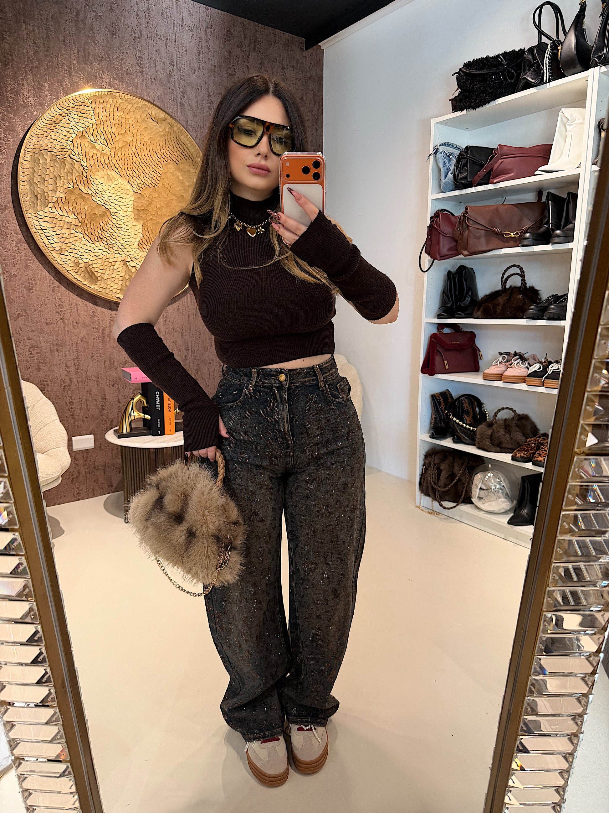 Top a Collo Alto con Manicotti Coordinati
