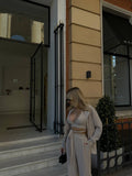 Set tre pezzi camicia top e pantalone beige