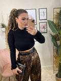 Pantalone in satin animalier