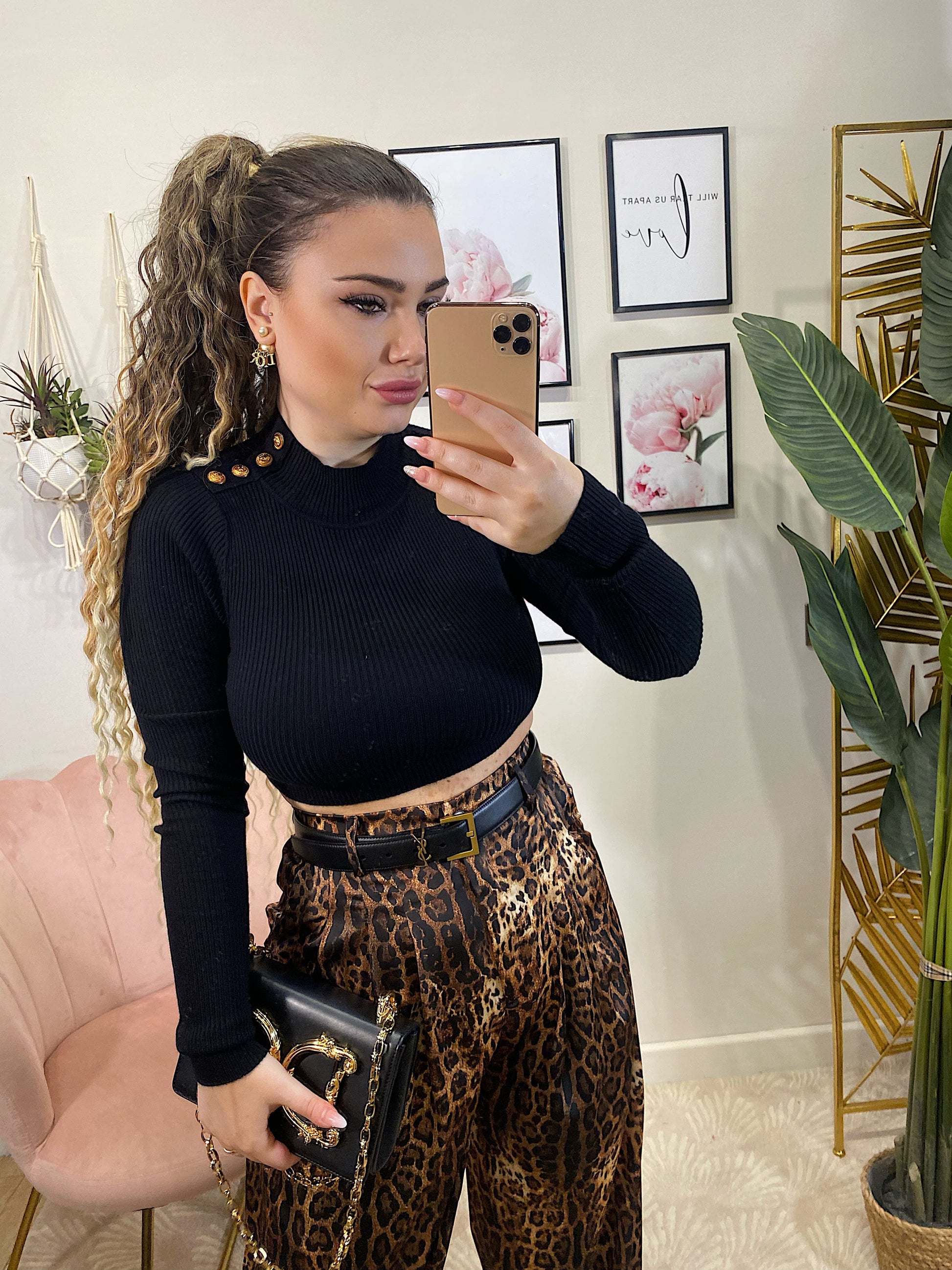 Pantalone in satin animalier