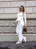 Completo basic maglia e pantalone bianco
