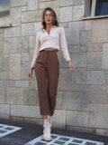 Pantalone vita alta choco