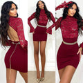 Abito bordeaux in pizzo manica ampia