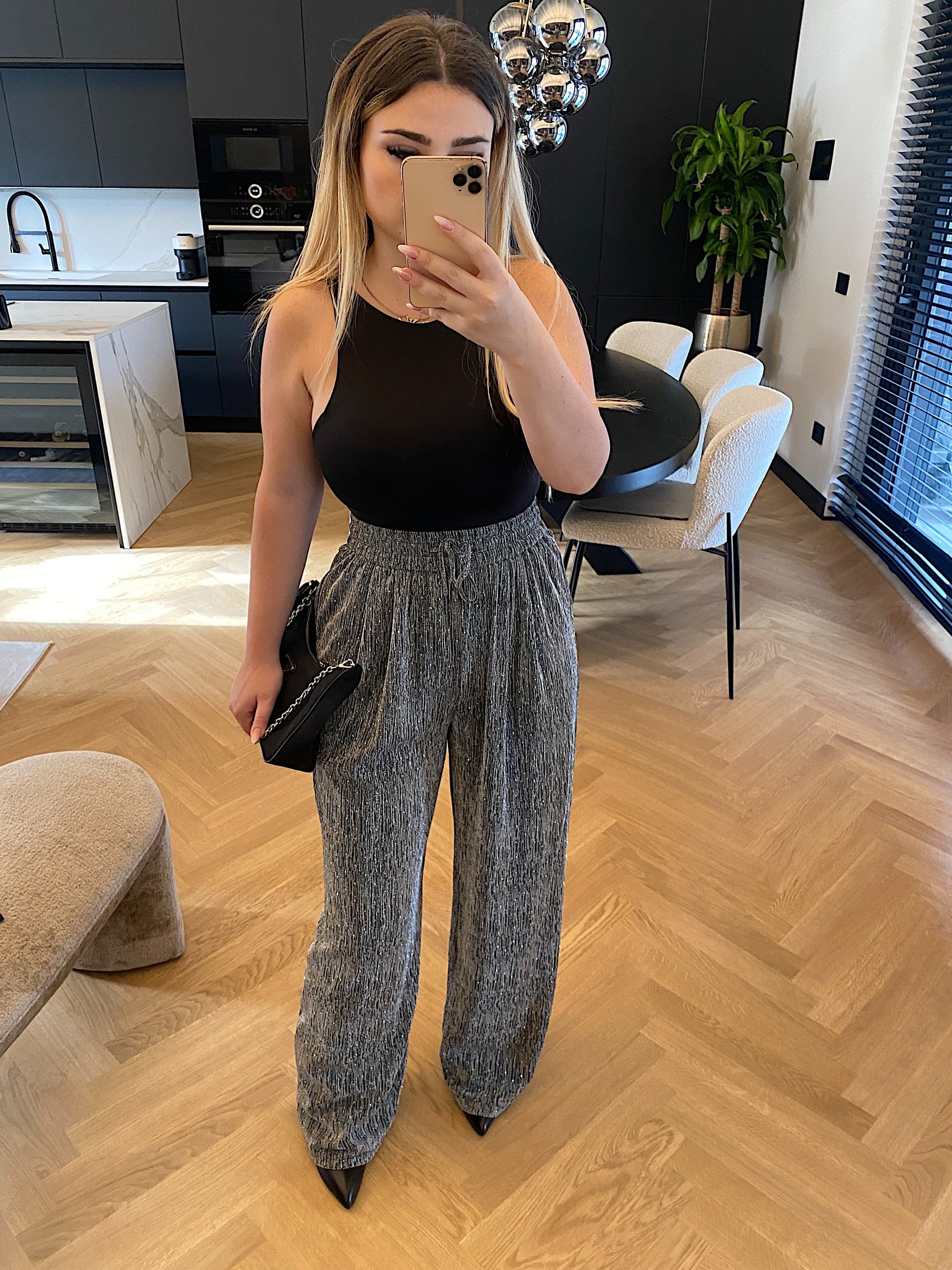 Pantalone glitter silver