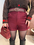 Short in panno con cintura