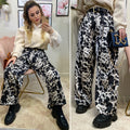 Pantalone in satin bianco nero